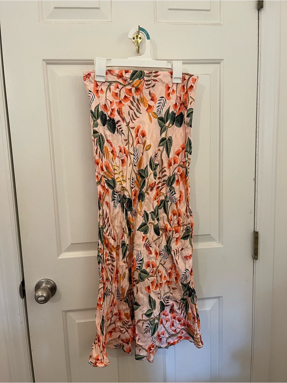 LOFT Pink Floral Midi Skirt
